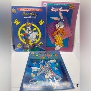 Vintage 90’s Bugs Bunny coloring/sticker/ activity books lot of 3